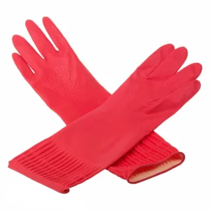 Long Sleeve Latex Medium Rubber Cotton-Lined Kitchen and Household Work Gloves