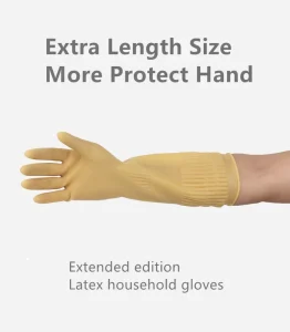 Long-Sleeve Natural Rubber Latex Gloves, Soft, Lightweight, Reusable, Food-Grade, Waterproof, Smooth Texture, Medium Thickness, for Home Use
