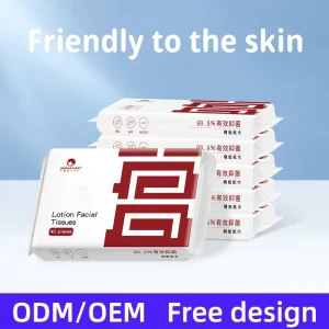 Lotion Facial Tissue 3 Ply Ultra Soft 100% Virgin Wood Pulp Wet Strength Cream Facial Tissue Paper for Sensitive Skin