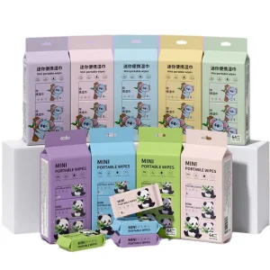Low MOQ Super Mini Portable Baby Pocket Wet and Dry Tissue Wipes Pack Custom Packaging Bulk Cleansing Wipes for Babies