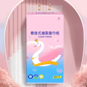 Low Price Hanging Facial Tissue Paper Unbleached Biodegradable Bottom Pull Facial Tissue for Daily Cleansing