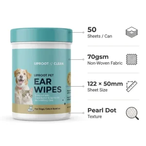 Lutein Tear Stain Remover Non Irritating Non Woven Pet Wipes Gentle Plant Based Formula Cats Dogs Eye Ear Cleaning