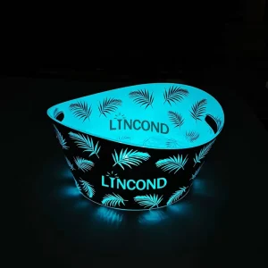 Luxury Eco friendly LED Light Ice Bucket Color Changing Glowing Plastic for Champagne Party Wedding Printed Beverage Tubs