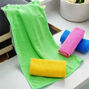 Luxury Home Towel Dry Pure Color Recycled Super Soft Water Absorption Microfiber Stripe Claning Cloth