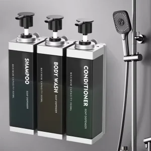 Luxury Hotel Wall Mounted 500ml*3 Triple Soap Dispenser Shampoo Shower Gel Dispenser Bathroom Accessory