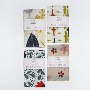 Luxury Reusable 100% Cotton Waffle Weave Floral Pattern Tea Towel (40x60cm 16x24in) Quick-Drying Ultra Absorbent Customizable