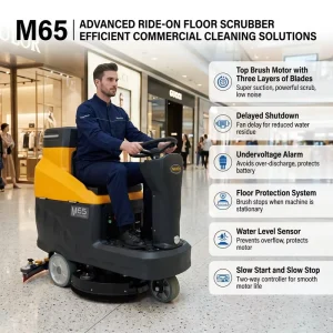 M65 Rechargeable Industrial Floor Scrubber for Shopping Malls, Workshops and Public Areas
