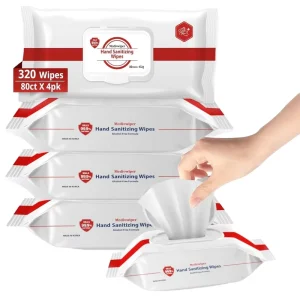 MEDIWIPER 80ct Unscented Alcohol Free Hand Sanitizing Wipes Eco Friendly Wet Wipe 320 Wipes (80 * 4)