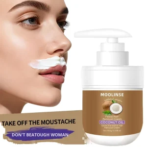 MOOLINSE Organic Coconut Oil Fruit Facial Depilatory Cream Cruelty Free Men Women Herbal for Mild Non Irritating Skin