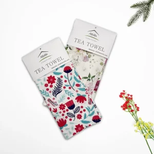 MOQ 1pcs Custom Design Floral Full Color Digital 100% Cotton Waffle Quick Dry Ultra Absorbent Reusable Kitchen Towel