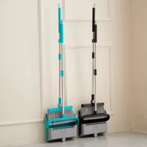 Magic Raclette Brooms and Dustpan Set Cleaning Supplies Broom 180 Degree Rotatable Head Stainless Stick
