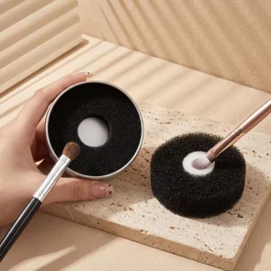 Makeup Brush Cleaning Sponge in Portable Tin Box