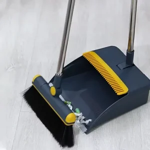 Mane Long-Handle Broom and Dustpan Set with Stainless Steel Broomstick