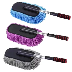 Manual Microfiber Eco Friendly Car Wash Cleaning Kit Long Retractable Plastic Handle Dust Duster Wax Mop Squeegee Brush