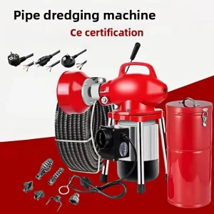 Manual Sewer Dredge Machine with Electric Motor and Water Blasting for Sewage Pipes and Toilet Blockages