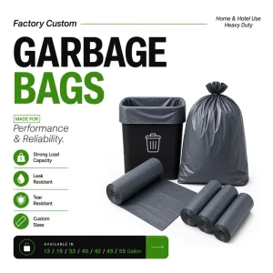 Manufacturer Fragranced Biodegradable HDPE Gravure Printed 50 Liter Household Drawstring Trash Bags
