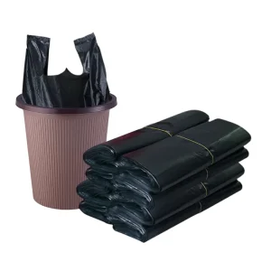 Manufacturer Heavy Duty Embossed Disposable HDPE Garbage Bags Black Plastic Customizable for Household Use