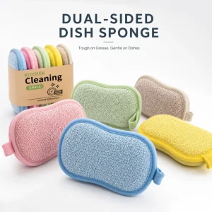Manufacturer Kitchen Dishwashing Sponge Double-Sided Microfiber Scrub Sponge Reusable Scouring Pads