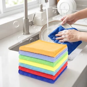 Manufacturer Microfiber Kitchen Towel Absorbent Dish Cloth Reusable Cleaning Rags for Household Kitchen Tableware Use
