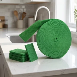 Manufacturer Non Scratch 100% Polyester Raw Material Washing Pad Fabric Roll