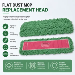 Manufacturer Reusable Washable Cotton Mop Head Flocked Cotton Flat Mop Replacement Refill