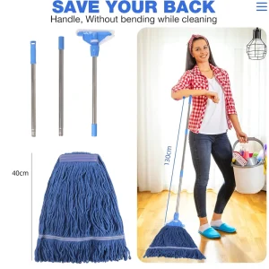 Manufacturer Steel Cotton Mop with Long Handle for Household Floor Cleaning