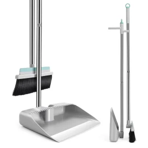 Masthome 2 in 1 Floor Squeegee Brooms & Dustpans 360 Degree Rotatable Plastic Broom and Dustpan Set