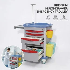 Medical Cart with IV Pole and Side Tables for Clinical Use