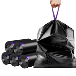 Medium 0.8 Mil 8 Gallon HDPE Drawstring Trash Bags for Kitchen Household Cleaning