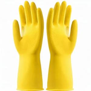 Medium-Thick Rubber Latex Gloves Wear Resistant Waterproof Non-Slip Durable for Kitchen Cleaning and Household Use