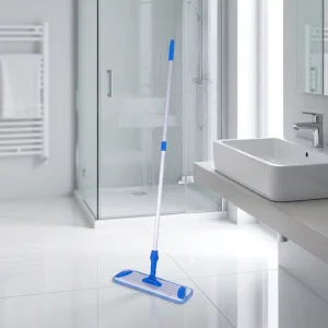 Metal Handle Pole Water-Absorbent Microfiber Fabric Rectangular Head Flat Mop for Shopping Mall Floors