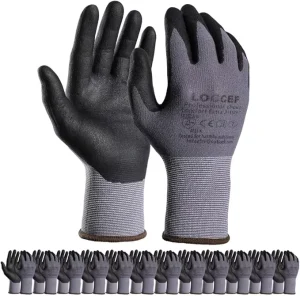 Micro-Foam Nitrile-Coated Seamless Nylon Knit Work Gloves, 12 Pairs