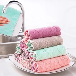 Microfiber Absorbent Kitchen Dish Cloth Towel Non Stick Oil Washing Cloth Rag Household Tableware Cleaning Wiping Tools