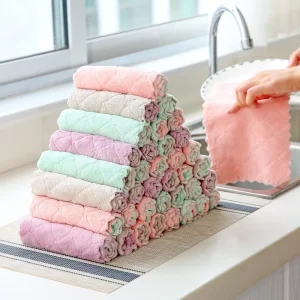Microfiber Absorbent Kitchen Dish Cloth Towel Non stick Oil Washing Cloth Rag Household Tableware Cleaning Wiping Tools