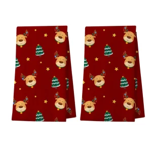 Microfiber Christmas Kitchen Tea Towels Custom Printed Decorative Absorbent Hand Towel for Holiday Gift