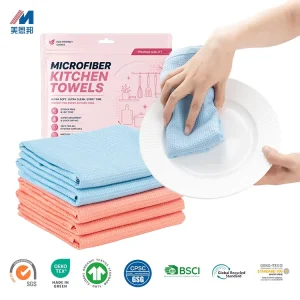 Microfiber Cleaning Cloth Super Absorbent Washing Detailing Kitchen Cleaning Product Waffle Weave Drying Towels Custom
