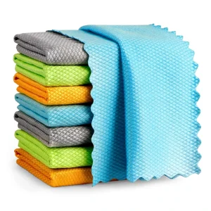 Microfiber Cleaning Cloths 8 Piece Set for Car & Kitchen Use 30x30cm Square Polishing Cloths