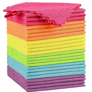 Microfiber Cleaning Cloths Highly Absorbent Lint Free Reusable for Household Kitchen & Car Care 16×16 Inch