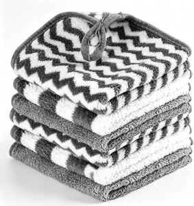 Microfiber Cleaning Cloths Ultra Soft Absorbent Lint Free Dish Towels with Hanging Loop Reusable for Kitchen Car & Household