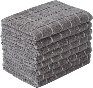 Microfiber Dish Towels Soft Super Absorbent Lint Free Kitchen Towels 8 Pack Lattice Designed Gray Colors