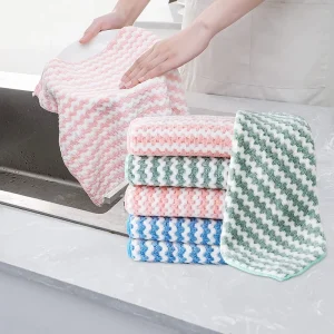 Microfiber Dishwashing Cloth Non-Stick Anti-Grease Kitchen Cleaning Towel Soft Woven Rags