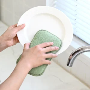 Microfiber Double-Sided Dishwashing Sponge Reusable Scrubbing Kitchen Sponge