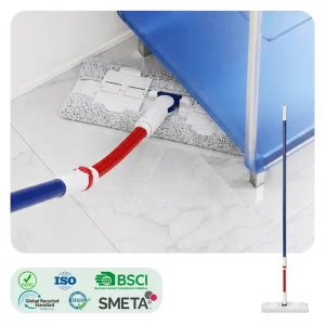 Microfiber Flat Floor Mop with Swivel Head and Reusable Pad
