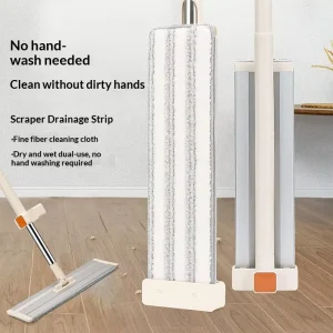 Microfiber Flat Mop Extendable Handle Stainless Steel Automatic Wringing Wet Dry Use