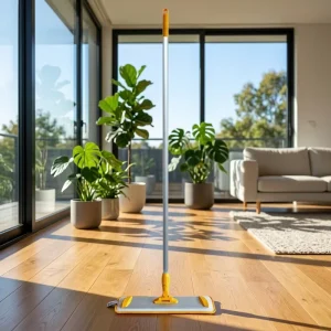 Microfiber Flat Mop for Hardwood and Tile Floors Aluminum Handle Yellow Design for Kitchen Use