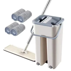 Microfiber Flat Mop with Rotatable Handle, Sewage Separation, and Hands-Free Washing