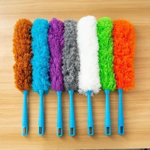 Microfiber Hand Duster with Feather Head, Flexible Handle, and Washable Design