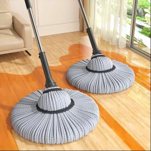 Microfiber Hands-Free Self-Wringing Twist Mop with Long Handle