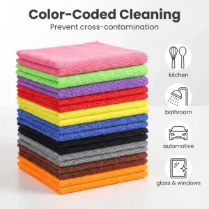 Microfiber Kitchen Cleaning Towel Cloth Solid Color Multi functional Absorbent Cloth 300 GSM