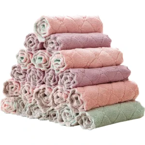Microfiber Kitchen Cloth Dish Towels Non-stick Oil Washing Rag Cleaning Cloth Wiping Absorbent Coral Velvet Dish Towels